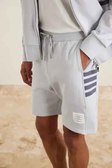 Thom Browne Straight-Leg Logo-Appliquéd Striped Cotton-Jersey Drawstring Shorts - Men | Thumbnail 5