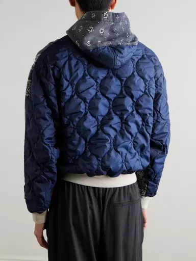 KAPITAL Panelled Bandana-Print Cotton-Jersey and Quilted Shell Hoodie - Men | Thumbnail 4