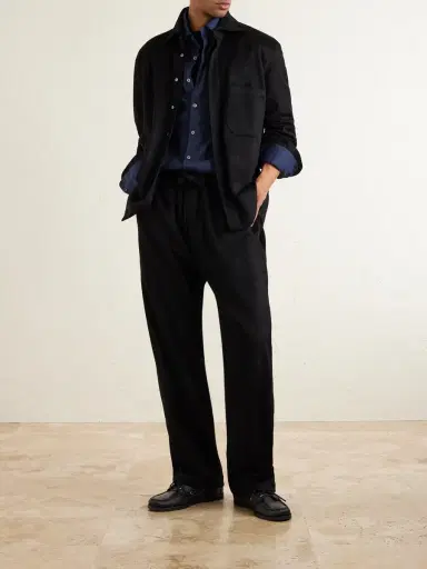 Saman Amel Straight-Leg Cashmere Drawstring Trousers - Men | Thumbnail 2