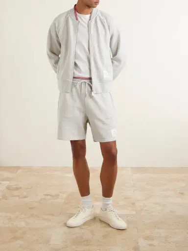 Thom Browne Straight-Leg Logo-Appliquéd Striped Cotton-Piqué Drawstring Shorts - Men | Thumbnail 2