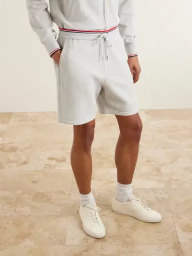 Thom Browne Straight-Leg Logo-Appliquéd Striped Cotton-Piqué Drawstring Shorts - Men | Thumbnail 3