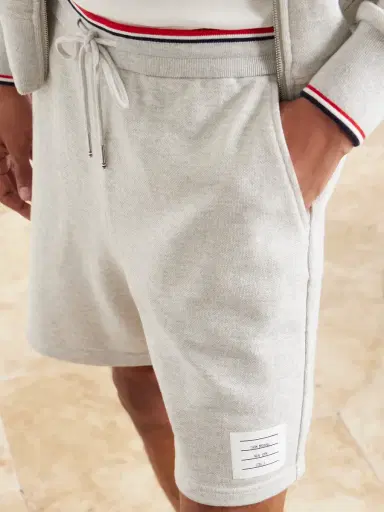 Thom Browne Straight-Leg Logo-Appliquéd Striped Cotton-Piqué Drawstring Shorts - Men | Thumbnail 5