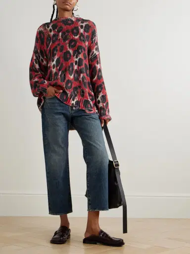 R13 Distressed Leopard-print Cotton Sweater | Thumbnail 2 R13 Distressed Leopard-print Cotton Sweater | Thumbnail 2
