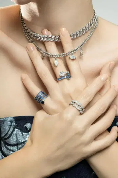 SHAY JEWELRY Blue Sapphire Spiral Heart Pinky Ring | Thumbnail 2