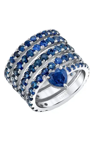 SHAY JEWELRY Blue Sapphire Spiral Heart Pinky Ring | Thumbnail 1