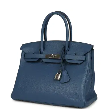 HERMÈS Pre-owned Hermes Birkin 30 Bleu Agate Clemence Palladium Hardware | Thumbnail 5 HERMÈS Pre-owned Hermes Birkin 30 Bleu Agate Clemence Palladium Hardware | Thumbnail 5