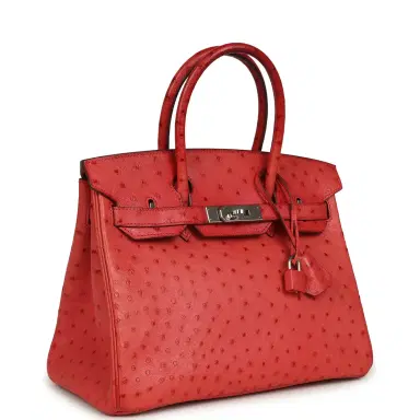 HERMÈS Pre-owned Hermes Birkin 30 Bougainvillea Ostrich Palladium Hardware | Thumbnail 2 HERMÈS Pre-owned Hermes Birkin 30 Bougainvillea Ostrich Palladium Hardware | Thumbnail 2