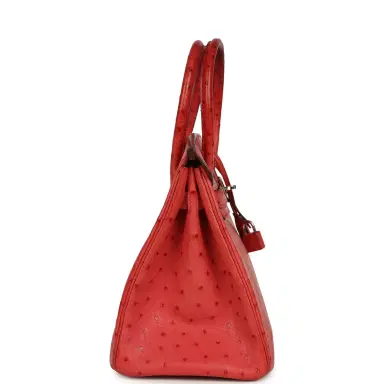 HERMÈS Pre-owned Hermes Birkin 30 Bougainvillea Ostrich Palladium Hardware | Thumbnail 3 HERMÈS Pre-owned Hermes Birkin 30 Bougainvillea Ostrich Palladium Hardware | Thumbnail 3