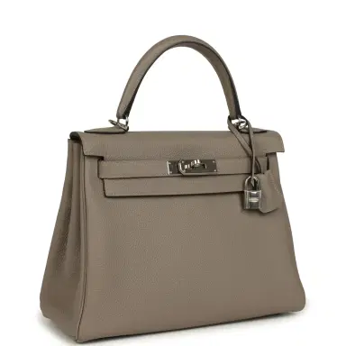 HERMÈS Pre-owned Hermes Kelly Retourne 28 Gris Asphalt Togo Palladium Hardware | Thumbnail 2