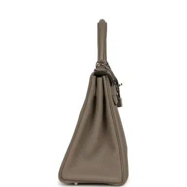 HERMÈS Pre-owned Hermes Kelly Retourne 28 Gris Asphalt Togo Palladium Hardware | Thumbnail 3