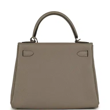 HERMÈS Pre-owned Hermes Kelly Retourne 28 Gris Asphalt Togo Palladium Hardware | Thumbnail 4