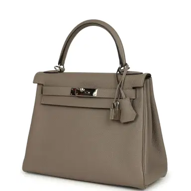 HERMÈS Pre-owned Hermes Kelly Retourne 28 Gris Asphalt Togo Palladium Hardware | Thumbnail 5