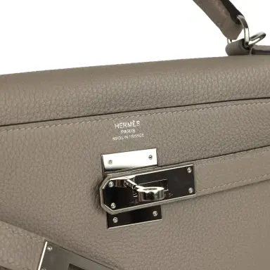 HERMÈS Pre-owned Hermes Kelly Retourne 28 Gris Asphalt Togo Palladium Hardware | Thumbnail 7