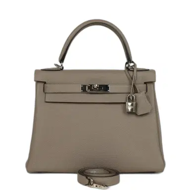 HERMÈS Pre-owned Hermes Kelly Retourne 28 Gris Asphalt Togo Palladium Hardware | Thumbnail 1