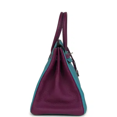 HERMÈS Pre-owned Hermes Special Order (HSS) Birkin 35 Bleu Izmir and Anemone Togo Brushed Palladium Hardware | Thumbnail 3 HERMÈS Pre-owned Hermes Special Order (HSS) Birkin 35 Bleu Izmir and Anemone Togo Brushed Palladium Hardware | Thumbnail 3