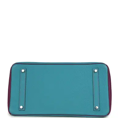 HERMÈS Pre-owned Hermes Special Order (HSS) Birkin 35 Bleu Izmir and Anemone Togo Brushed Palladium Hardware | Thumbnail 6 HERMÈS Pre-owned Hermes Special Order (HSS) Birkin 35 Bleu Izmir and Anemone Togo Brushed Palladium Hardware | Thumbnail 6