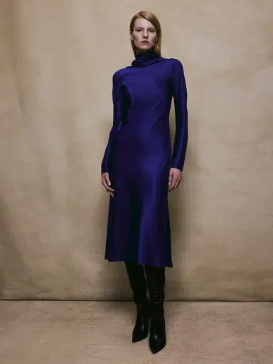 ALEJANDRA ALONSO ROJAS Cowl Back Satin Midi Dress | Thumbnail 3