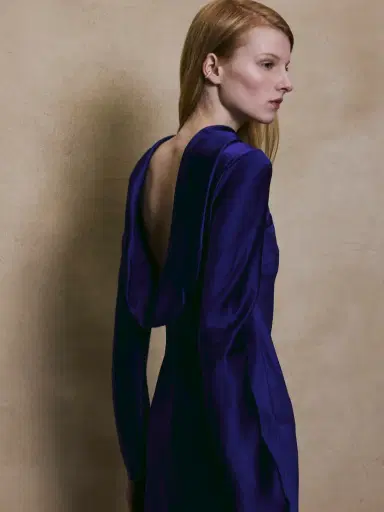 ALEJANDRA ALONSO ROJAS Cowl Back Satin Midi Dress | Thumbnail 4