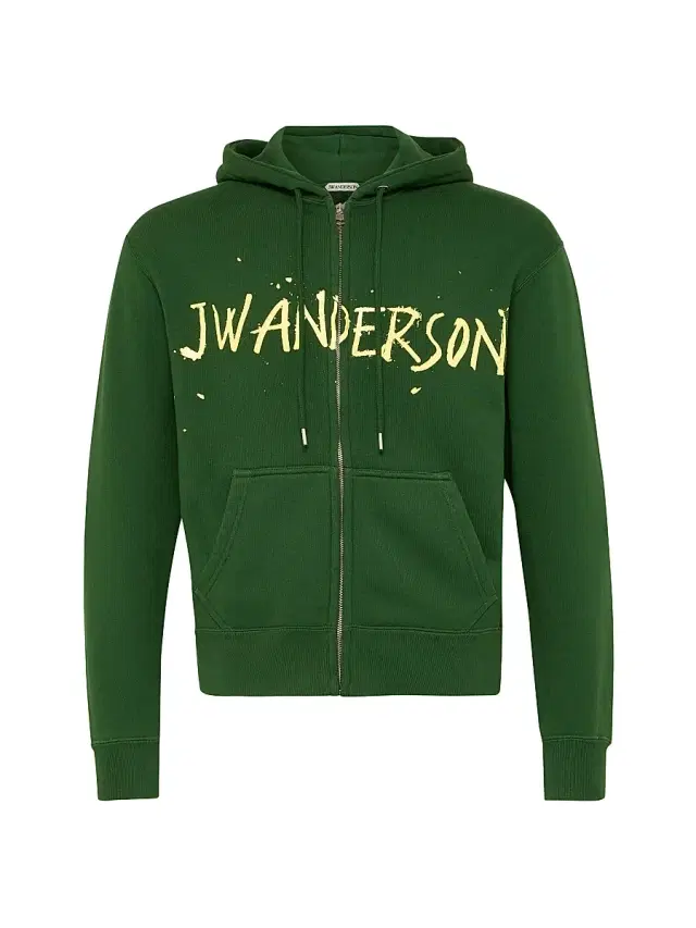 Men's Printed Zip-Up Hoodie - Green