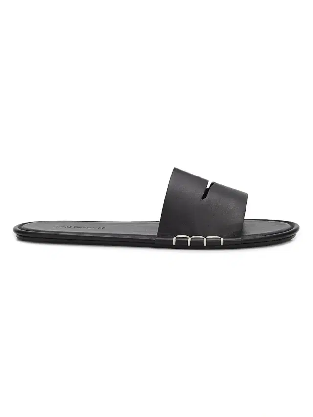 JW Anderson Men's Loafer Leather Slide Sandals - Black