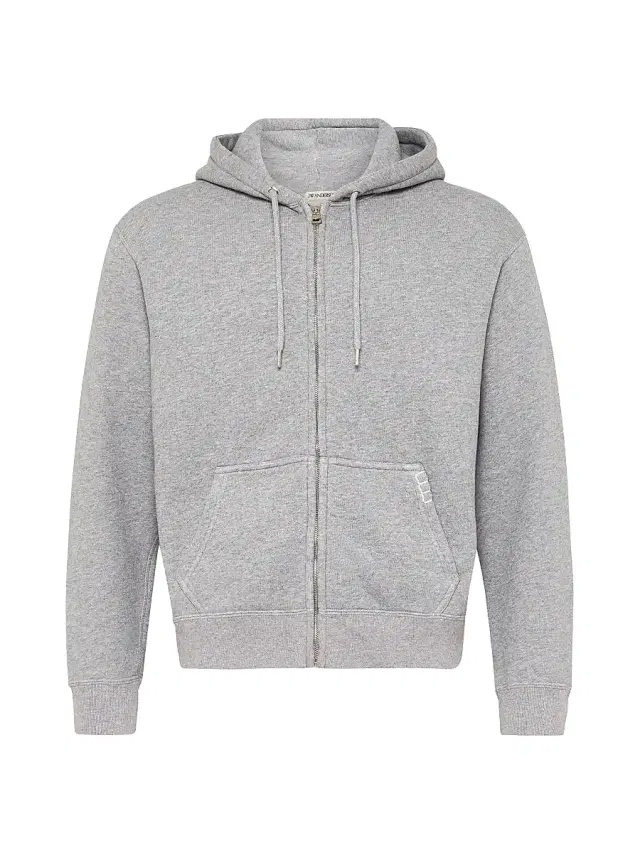 Men's Cotton Zip-Up Hoodie - Mid Grey Melange