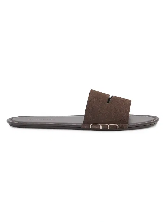 JW Anderson Men's Loafer Suede Slide Sandals - Brown