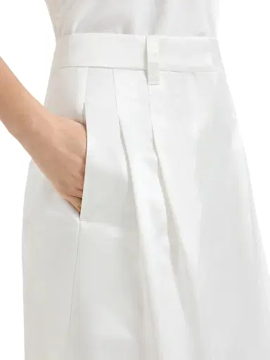 Brunello Cucinelli Women's Cotton and Silk Satin Loose Pleated Trousers with Monili - White - Size 10 | Thumbnail 4