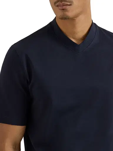 Brunello Cucinelli Men's Cotton Jersey V-Neck T-Shirt - Navy Blue - Size XXL | Thumbnail 4 Brunello Cucinelli Men's Cotton Jersey V-Neck T-Shirt - Navy Blue - Size XXL | Thumbnail 4
