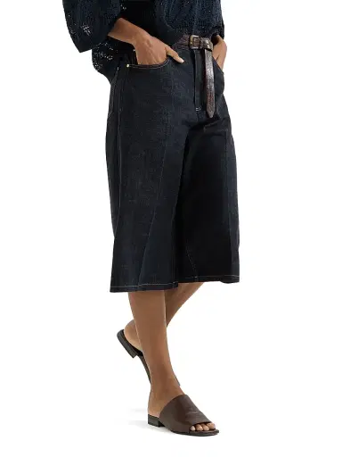 Brunello Cucinelli Women's No Fade Denim Long Bermuda Shorts with Monili - Denim - Size 2 | Thumbnail 3