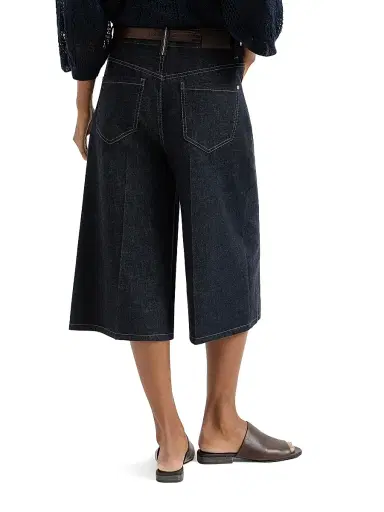 Brunello Cucinelli Women's No Fade Denim Long Bermuda Shorts with Monili - Denim - Size 2 | Thumbnail 4