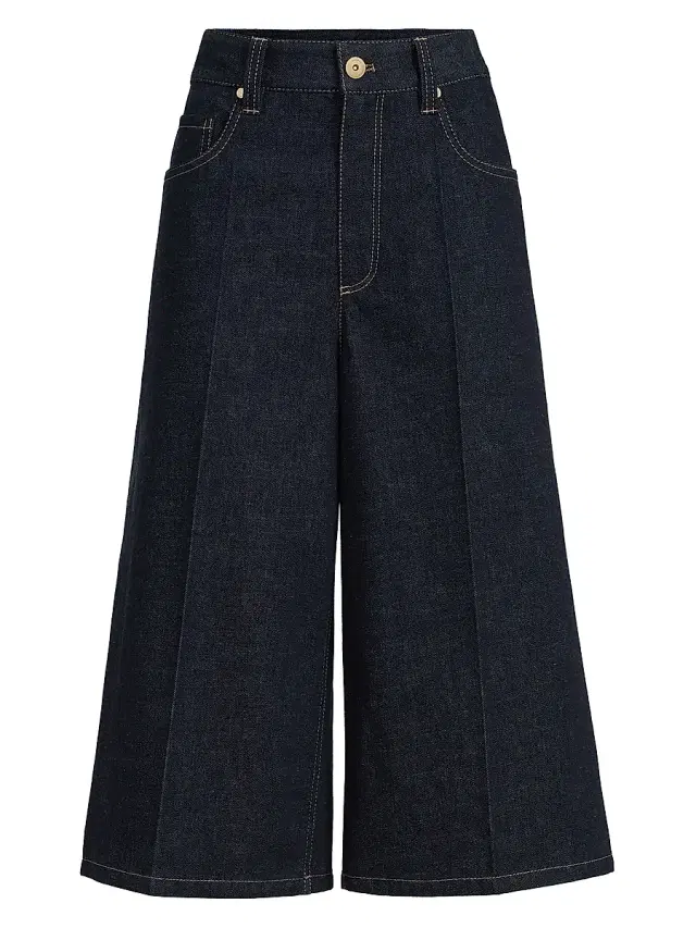Women's No Fade Denim Long Bermuda Shorts with Monili - Denim