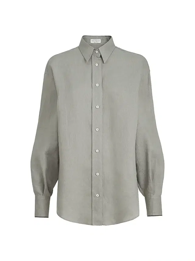 Women's Linen Shirt with Monili - Green