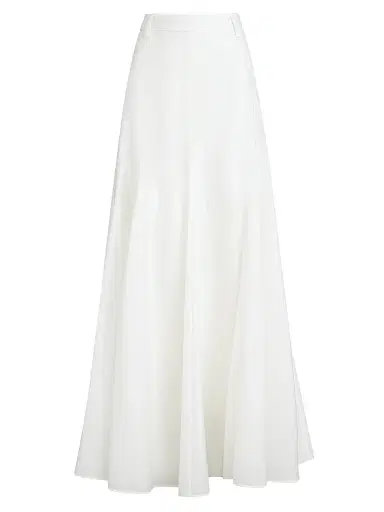 Brunello Cucinelli Women's Techno Cotton Poplin Flared Skirt with Monili | Thumbnail 1 Brunello Cucinelli Women's Techno Cotton Poplin Flared Skirt with Monili | Thumbnail 1