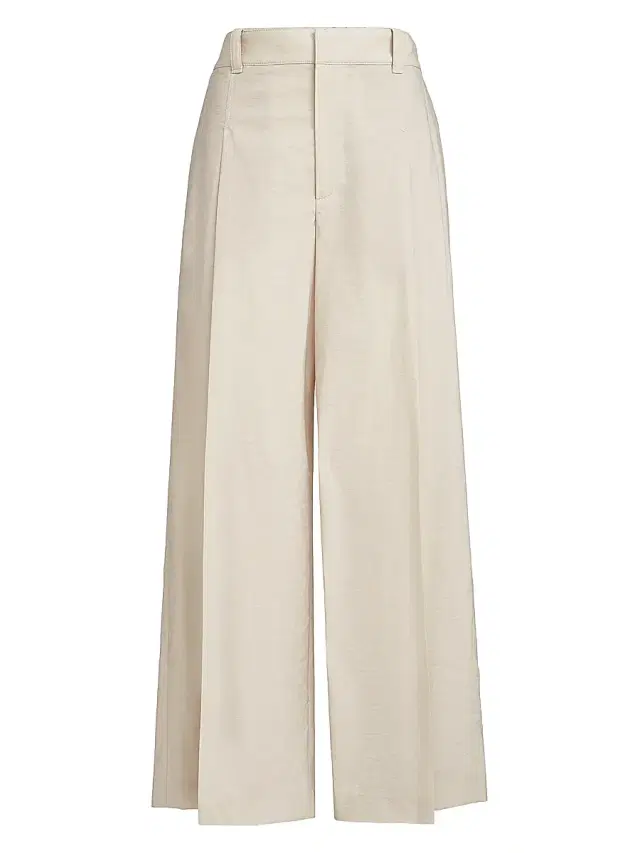 Brunello Cucinelli Women's Techno Cotton Poplin A-Line Trousers with Monili - Beige