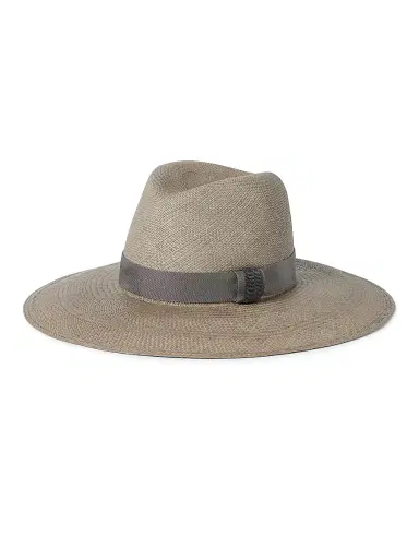 Brunello Cucinelli Women's Straw Fedora with Precious Leather Band - Brown | Thumbnail 1 Brunello Cucinelli Women's Straw Fedora with Precious Leather Band - Brown | Thumbnail 1