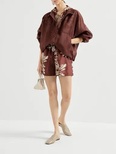 Brunello Cucinelli Women's Cotton Organza Outerwear Jacket with Monili - Bordeaux | Thumbnail 6 Brunello Cucinelli Women's Cotton Organza Outerwear Jacket with Monili - Bordeaux | Thumbnail 6