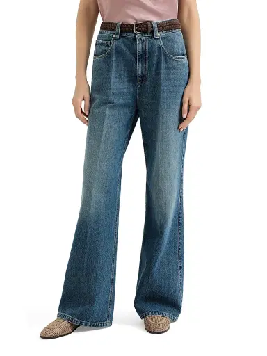 Brunello Cucinelli Women's Authentic Denim Contemporary Loose Trousers with Monili - Denim - Size 16 | Thumbnail 2 Brunello Cucinelli Women's Authentic Denim Contemporary Loose Trousers with Monili - Denim - Size 16 | Thumbnail 2