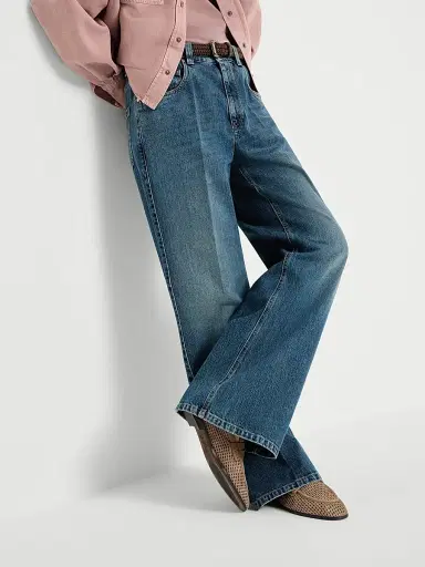 Brunello Cucinelli Women's Authentic Denim Contemporary Loose Trousers with Monili - Denim - Size 16 | Thumbnail 5 Brunello Cucinelli Women's Authentic Denim Contemporary Loose Trousers with Monili - Denim - Size 16 | Thumbnail 5