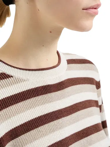 Brunello Cucinelli Women's Cotton Striped Sweater - Brown - Size XS | Thumbnail 5 Brunello Cucinelli Women's Cotton Striped Sweater - Brown - Size XS | Thumbnail 5