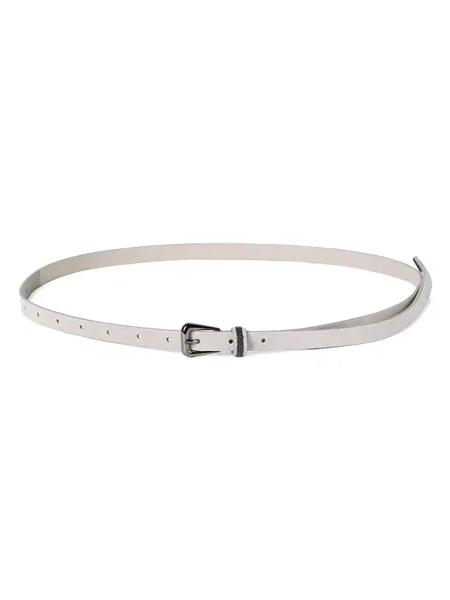 Women's Suede Belt with Shiny Loop - Buff