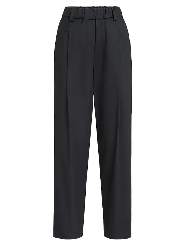 Women's Lightweight Poplin Five Pocket Track Trousers with Monili - Black
