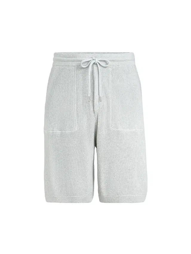 Brunello Cucinelli Men's Cotton English Rib Knit Bermuda Shorts - Fog