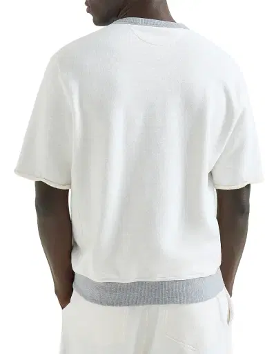 Brunello Cucinelli Men's Cotton and Linen Mélange French Terry Short Sleeve Sweatshirt | Thumbnail 3