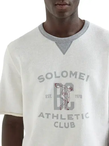 Brunello Cucinelli Men's Cotton and Linen Mélange French Terry Short Sleeve Sweatshirt | Thumbnail 4