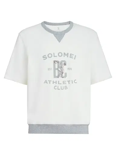 Brunello Cucinelli Men's Cotton and Linen Mélange French Terry Short Sleeve Sweatshirt | Thumbnail 1