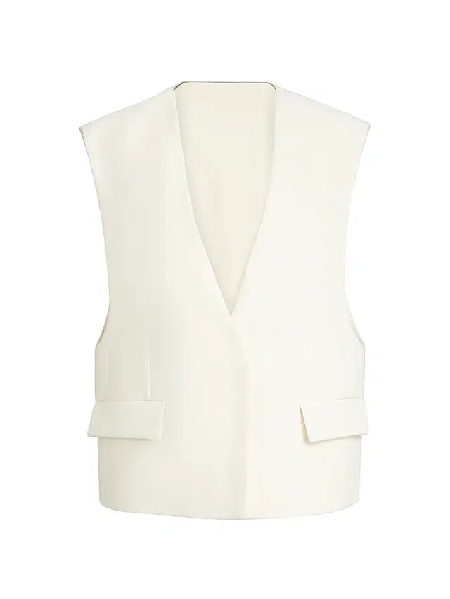 Women's Cotton Double Twill Crêpe Vest with Monili -