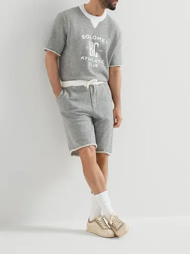 Brunello Cucinelli Men's Cotton and Linen Mélange French Terry Bermuda Shorts - Grey - Size XS | Thumbnail 6