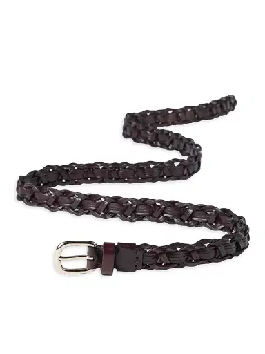 Brunello Cucinelli Men's Leather Braided Belt - Dark Brown | Thumbnail 2 Brunello Cucinelli Men's Leather Braided Belt - Dark Brown | Thumbnail 2