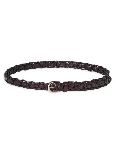 Brunello Cucinelli Men's Leather Braided Belt - Dark Brown | Thumbnail 1 Brunello Cucinelli Men's Leather Braided Belt - Dark Brown | Thumbnail 1