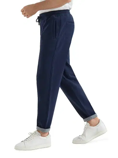 Brunello Cucinelli Men's Cotton, Cashmere and Silk French Terry Double Cloth Trousers - Cobalt | Thumbnail 3